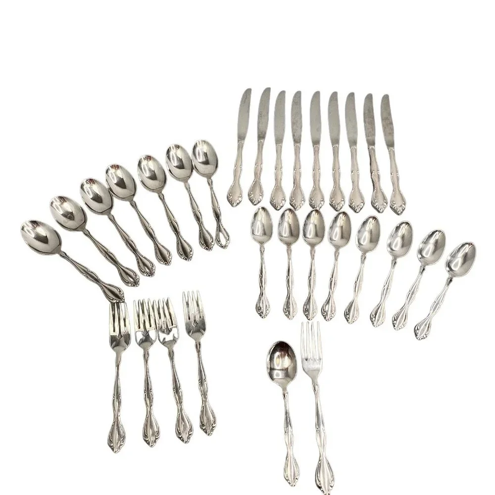Oneida Community Cantata Stainless Flatware Lot Teaspoons Forks Soup Knife 32 pc